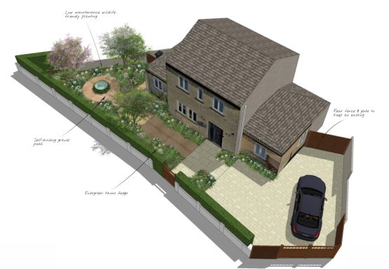 Lawn-free front garden, Bath